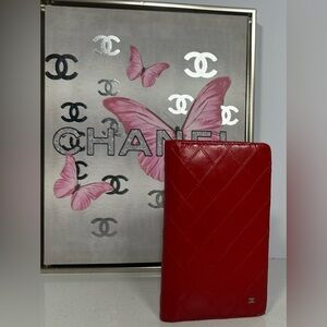 Chanel Red Leather Long Wallet